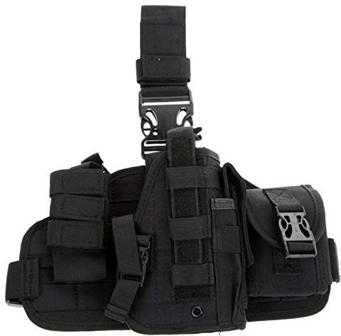Gexgune Universal verstellbare Militärarmee Tactical Drop Bein Oberschenkel Pistole Holster Plattform Panel mit MOLLE Beutel Jagdbeutel （6 Farben optional）