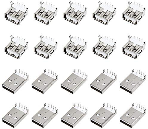 WiMas 60PCS USB Typ A Stecker Buchse, Klinkenbuchse PBC Montage für Computer USB-CD Maus Tastatur