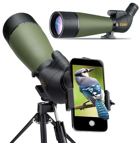 Gosky HD Spotting Scope 20-60x80mm with Tripod and Smartphone Adapter, BAK 4 Prism Spotter Scopes for Bird Watching Target Shooting Hunting Wildlife Scenery Moon Watching Hiking
