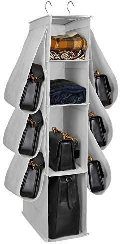 MaoXinTek Organizer für Handtasche, 10 Fächer, zum Aufhängen, Organizer, für Hut, Kleidung, Schuhe, Grau