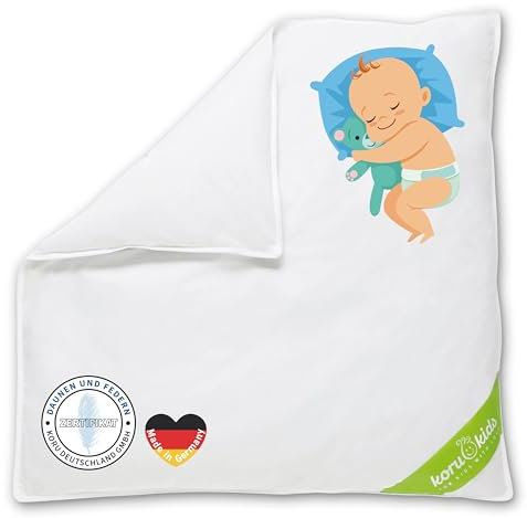 Koru Kids® Baby-Oberbett - 80 x 80 cm - Baby Daunendecke - allergikergeeignet - Füllmenge 200g