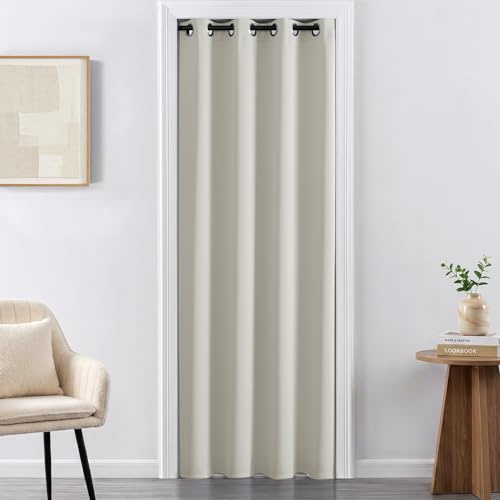 XTMYI Ivory Blackout Doorway Curtain 80 Inches Long for Bedroom Window Bathroom Door Dressing Changing Fitting Living Room Boho Decor,Cream Colored Off White