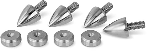 PrecisionGeek® – M8 Lautsprecherspikes & Pads aus Edelstahl – Spikes Ø20×25 mm | Pads Ø20×8 mm – Set mit 4 Spikes & 4 Pads – HiFi Entkopplungs-Set