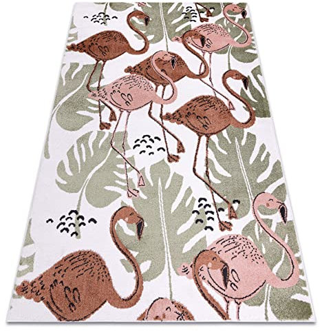 rugsx Teppich Fun Flami Kinderteppich für Babyzimmer, Spielteppiche, Kinderzimmer, Moderne, Flamingos Creme 240x330 cm