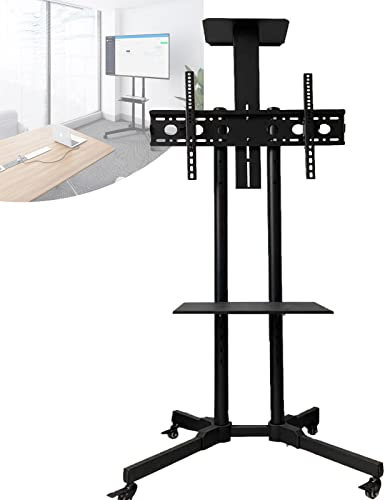 SRHIMEOS Large Rolling TV Stand for 32 to 65 Inch LCD LED OLED Flat Panel Plasma TV, Heavy Duty TV Stand on Wheels for Meeting room,Height Adjustable TV Trolley,Max VESA 600x400 up to 50 KG
