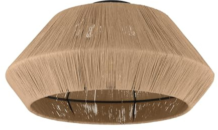 EGLO Deckenlampe Alderney, natürliche Deckenleuchte im Vintage Design | Wohnzimmerlampe aus Textil in Natur und Metall in schwarz, Lampe Decke mit E27 Fassung