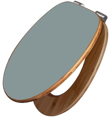 banjado Design WC Sitz Bambus Absenkautomatik 45,8x37,5cm - Toilettendeckel mit Absenkautomatik Holz - hochwertiger Bambus Klodeckel - WC-Sitz für gängigen Toiletten - Farbe Grau