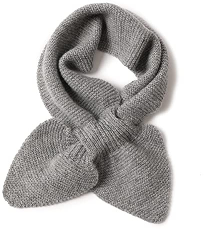 100% Cashmere Sciarpa a Maglia Piccola per Donna Ragazza, Sciarpe Collo Caldo Colore Solido, Foulard Invernale a Collo Croce Maglia, Moda Morbido Scaldacollo Wrap, Sezione Genitore-Bambino Grey