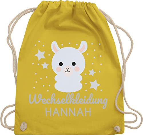 Turnbeutel Rucksack - Kita Beutel Wechselsachen Mädchen - Wechselkleidung Lama - Unisize - Gelb - kindergarten wechselbeutel personalisierte stoffbeutel name kindergartenbeutel wechselwäsche