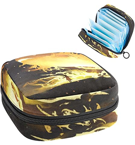 Aufbewahrungstasche für Damenbinden, Menstruationstassen-Tasche, Perioden-Tasche, Organizer für weibliche Pads, Tampons, riesige Fische, die am Nachthimmel schwimmen
