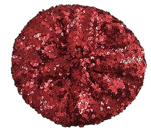 Kemo mössa huvudbonad paljett basker hatt keps - turban bandana gnistrande, Röd