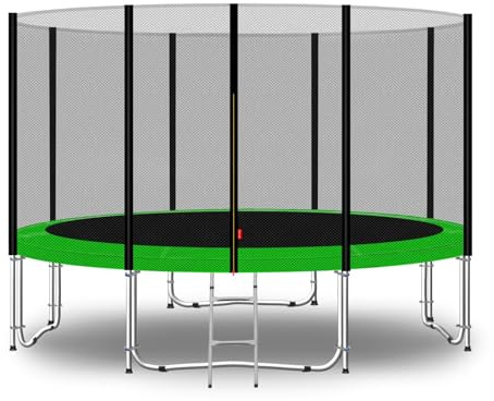 Baunsal® Trampolin Outdoor Ø 305 cm (EXD) hellgrün als Komplettset mit Federabdeckung, Sprungmatte, Netz und Leiter - Gartentrampolin Spielzeug für Kinder