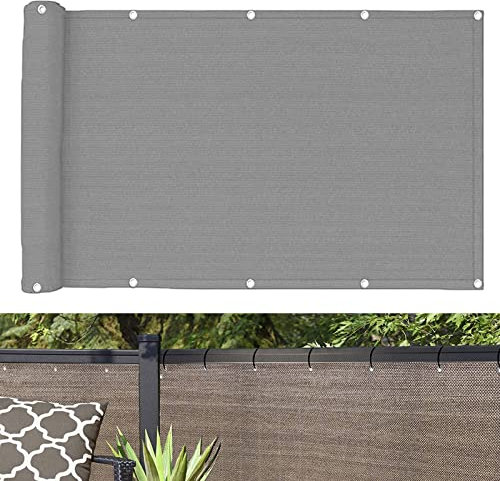 Balkonbespannung 135 x 200 cm Wind HDPE UV-Schutz Sonnenschutz Balkonbespannung mit Ösen und Kabelbinder für Balkon Zaun Terrassen Garten, Grau