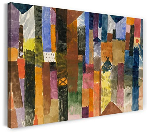 Printed Paintings Leinwandbild (30x20cm) Paul Klee: Vor der Stadt (1915), Leinwand auf Keilrahmen gespannt und fertig zum Aufhängen, hochwertiger Kunstdruck aus deutscher Produktion