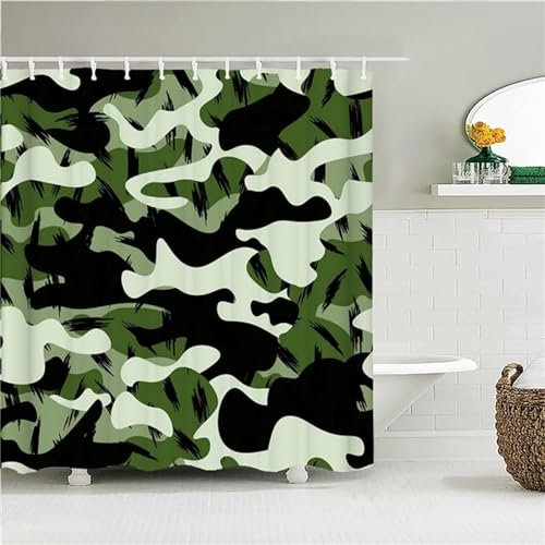 Duschvorhang 200x240cm Dunkelgrün Duschrollo für Badewanne Vorhang Outdoor Duschvorhänge Anti Schimmel Wasserdicht Waschbar Polyester Duschtrennwand Moderne Badezimmer mit 12 Duschvorhangringe Z250