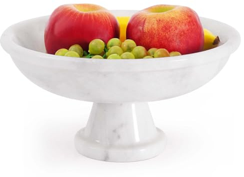Radicaln marmor fruktskål vit 25 cm x 12,7 cm handgjord frukthållare bordsdekor – dekorativ skål för köksbänk dekor – skålar för kökstillbehör