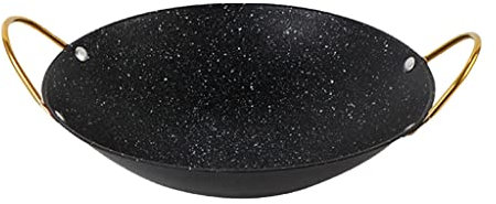 Cuisson Multifonctionnel Style Japonais Sec Double Oreille Hotpot Bar Wok Non-tige Anti-déversement Pot de Fruits de Mer Maifan Pierre Cuisine (Color : A, Size : 30cm)