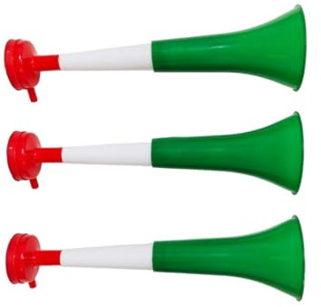 Tromette Vuvuzela Due corpi. Accessorio per calcio e celebrazioni sportive. Tromba d'aria rumorosa per l'animazione Ideale per il trasporto (3 Prodotti, Italia)