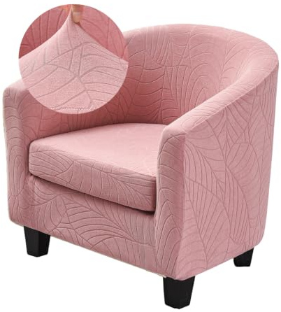 Highdi Zweiteiliges Set Stretch-Jacquard-Chesterfield-Cocktailsessel-Sesselbezug, Leicht Abnehmbarer, Rutschfester Sitzbezug, Geeignet Für Bar, Wohnzimmer, Schlafzimmer, Club (Rosa)