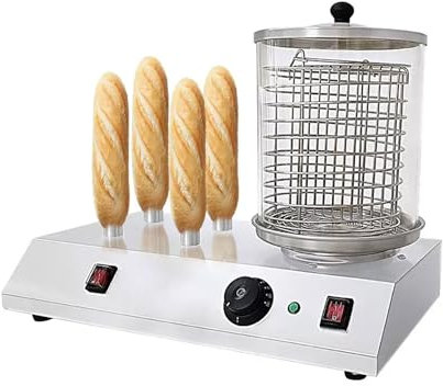 Macchina Per Hot Dog Commerciale, Vaporiera Per Salsicce In Acciaio Inossidabile Da 458 W Con Scaldapane, Con 3 Spiedini In Acciaio Inossidabile, Controllo Intelligente Della Temperatura 110 V/220 V