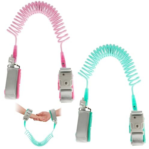 VEGCOO 2 Stück Baby Anti-verloren Gürtel, 2,5 m Lange Sicherheitsleine für Kleinkinder, um 360° Drehbares Kleinkind-Armband mit Schlüsselschloss Anti-Verlust-Armband für Kleinkinder