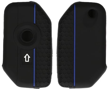 kwmobile Carcasa Compatible con Llavero de BMW R1250GS C400X C400GT F900R F750GS R1200GS GS1250 Funda - Funda para Mando de Moto de Silicona - Negro / Azul