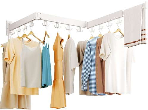 HEILAIYI Drying Rack Clothing Wall Mounted,Clothes Drying Rack,Laundry Drying Rack,Collapsible Dying Racks for Laundry,Foldable Clothes Dryer Rack,Clothes Hanger Rack Wall Mount
