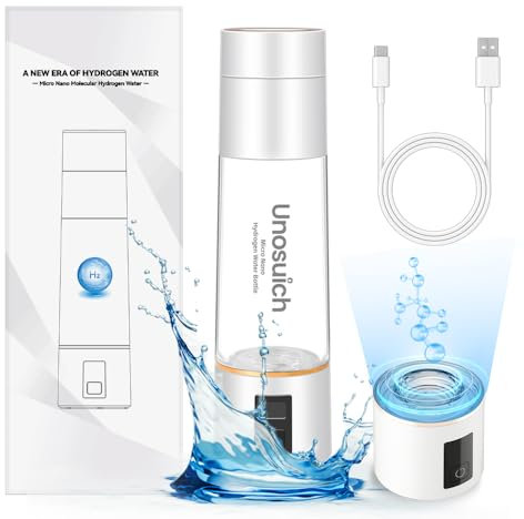 Unosuich Portable Micro Nano Hydrogen Water Bottle - Hydrogen-Rich Water Bottle Generator - Molecular Hydrogen H2 Gas Infused Water Cup/Pitcher/Kettle/Ionizer - Innovative Spe Pem Tech
