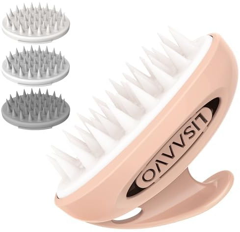 ‌Lisaavo 3-in-1 Scalp Massager for Hair Growth & Head Relaxation - Soft Silicone Bristles Shampoo Brush, Ergonomic Design for Women, Men & Pets (Pink)