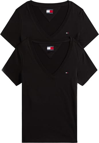 Tommy Jeans Camisetas de Manga Corta Mujer Pack de 2 con Cuello de Pico