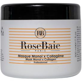 ROSEBAIE | Masque Après-Soleil Monoï & Collagène | Élimine Chlore Sel Calcaire Sable | Cheveux Exposés Soleil & Mer | Hydratant & Nourrissant | Cheveux Secs et abîmés| 500ml