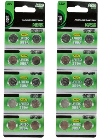 ZYHARUKO Lot de 10/20 piles bouton AG10 LR1130 1,55 V alcalines pour télécommandes de montres