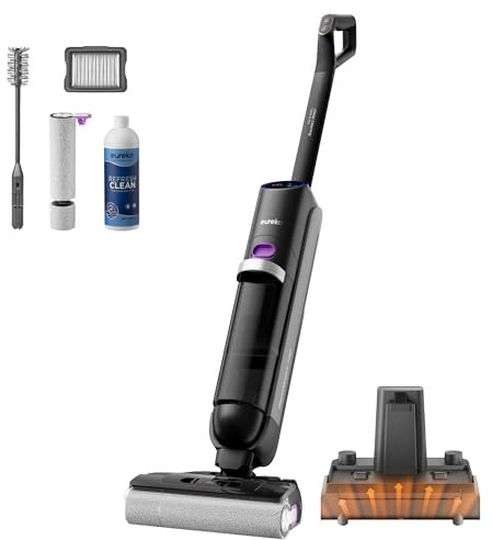 Eureka RapidWash NEW730 Aspirapolvere Lavapavimenti senza Fili Secco/Umido, Inclinazione 170°,Asciugatura Aria Calda 85° in 5 Minuti 21.600pa,Autonomia 40 min,Anti-groviglio 2.0,Serbatoio più Grande