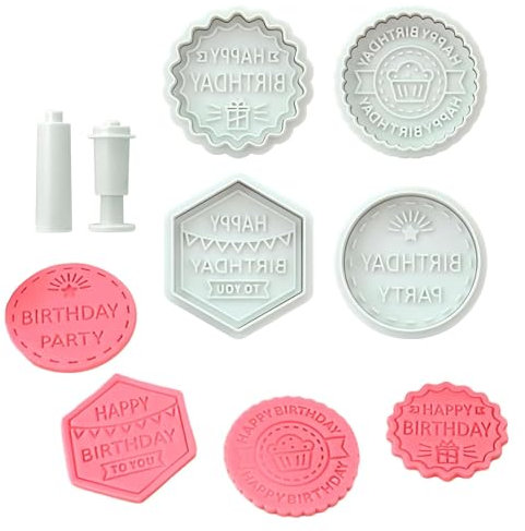CONGGUAN Cake Decorating Stamp Set Cookie Decorating Mold Beautiful Pattern Cake Crafting Embosser Tool Birthday Treat Mold Cookie Mold Perfect for Party Baking and Decorations