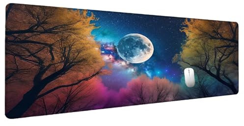 Alfombrilla Ratón XXL 1200x600mm Cielo Estrellado Alfombrilla Gaming Aurora, Mouse Pad Tapete Escritorio Protector Bordes Cosidos Base de Goma Antideslizante Alfombrilla Raton Mouse Pad Gaming I-8
