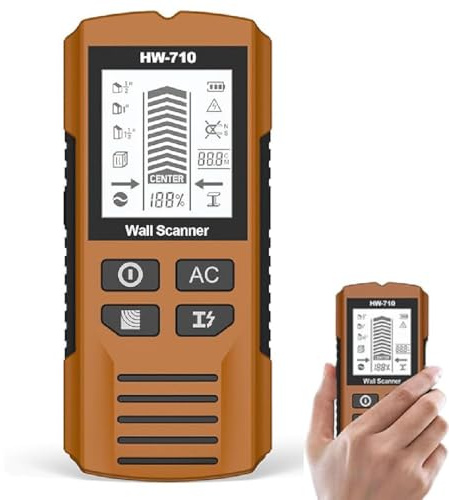 Multifunktionaler Handheld Metall und Wand Detektor,Leitungssucher Wand Scanner Detektor,Tragbare Stud Finder Metalldetektor mit LCD-Anzeige,Wanddetektor für Holz Eisenmetalle Kabel Metall (Gelb)