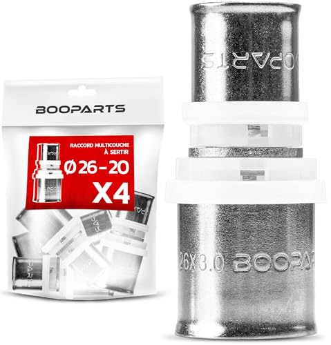 BOOPARTS – 4 Pièces – Manchon Réducteur à Sertir Ø26–20 mm | Accouplement Multicouche Contour TH | Raccord Plomberie Chauffage Étanche pour Eau Chaude et Sanitaire