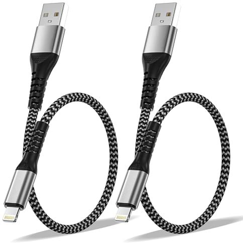 Câble iPhone A-pple Certifié MFi 0.3M Lot de 2, Câble Chargeur iPhone Cable USB Nylon Cordon i Phone Fil Chargeur i-Phone Charge Rapide pour i-Phone 14 Pro Max/13 Pro/12Mini/11/XS/XR/8,i-Pad