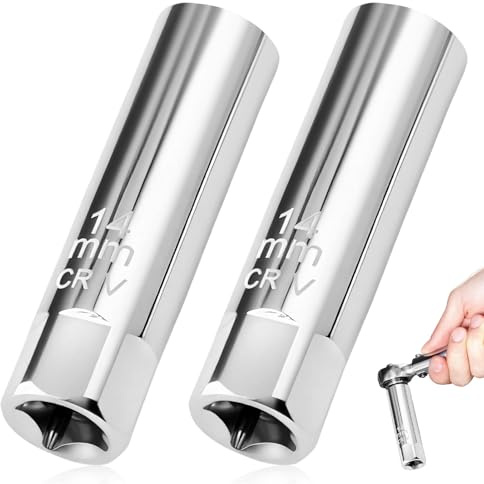 Connettore per candela, chiave per candela, 14 mm, chiave per candela, chiave per candela a 12 punti, a pareti sottili, 14 mm, rimozione magnetica
