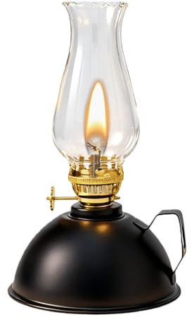 Petroleumlampe, 12×20cm Glas Öllampe mit Regulierbare Flame, Öllampen Laterne, Petroliumöllampe, Winddicht Öllampe Antike, Öl Lampe, Vintage Petroleum Lampe, Petroleumlaterne für Innenräume, Schwarz