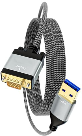 Oxtxuzdm VGA-auf-USB-3.0-Adapterkabel, 1080p, Signalübertragung, PVC-verstärkte Ummantelungen für Computer, Büro