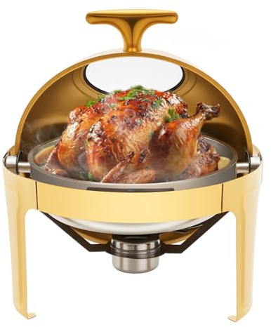 9L Stainless Steel Chafing Dish Buffet Set, Round Chafing Dishes with Visible Lid, Large Capacity Food Servers & Warmers, for Parties, Wedding, Camping, Dinner