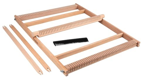 Rayher Schulwebrahmen, Holzwebrahmen, FSC Zertifiziert, 53,5 x 42 cm, Webbreite 40 cm, mit 2 Webschiffchen und 1 Webkamm, im Karton, 72024000