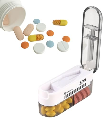 Coupe Comprimé Splitter Coupe Médicaments Réglable et Accessoires | Mini Découpeur Pilules pour Soins aux Personnes Âgées Bureau