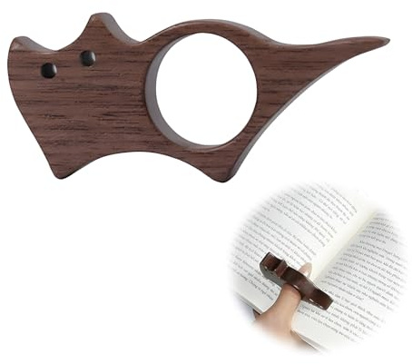 Buchseitenhalter mit Katzenmotiv, 22mm Lesezeichen Katze aus Holz, Walnuss Buchseitenhalter Daumen, Niedliche Katzenform Buchseitenhalters Holz für Daumen - für Buchliebhaber, Lehrer & Bibliophile