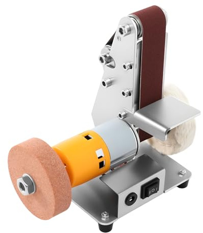 4000-9000RPM Electric Belt Sander Doble Eje Sanding Disco Lijadora Abrasiva Cinturón Grinding Máquina Doble Shaft Belt Grinder Bench Grinder, para Molienda De Madera Metal Plástico