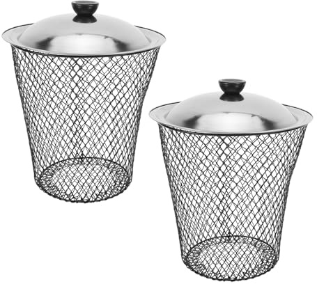 SUPVOX Lot de 2 Poubelles à Compost Extérieur en Métal avec Couvercle, Compacteurs de Déchets pour Jardin, Composteurs Enterrés Cuisine, Bac à Compost Domestique Pratique et