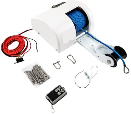 SMTYXS 12V Electric Boat Anchor Winch With Remote Control Automatic Resetting Circuit Breaker Anchors Up To 45 Lb Powerful Performance