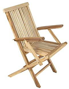 SAM Gartenstuhl Mallorca, Teakholz massiv, Klappstuhl mit Armlehnen, Stuhl für Garten oder Balkon