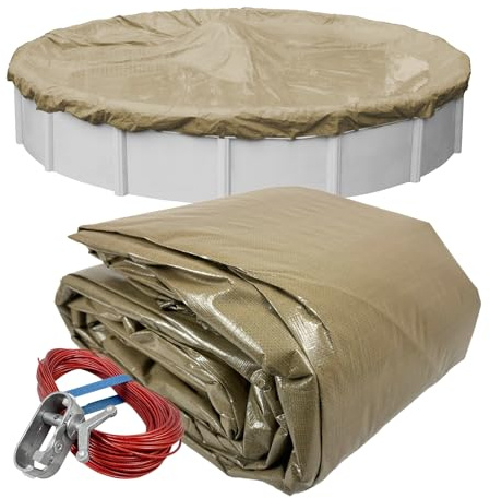 Pool Mate 5721-4 Winter Pool Cover, Extra Heavy-Duty Sandstone, 21 ft Above Ground Pools